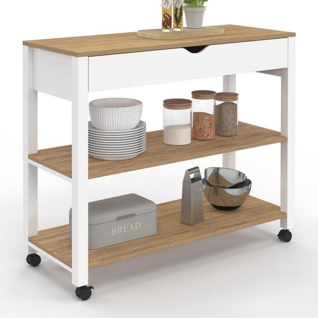 llot de Cuisine en Bois de Hetre, Finition Blanc