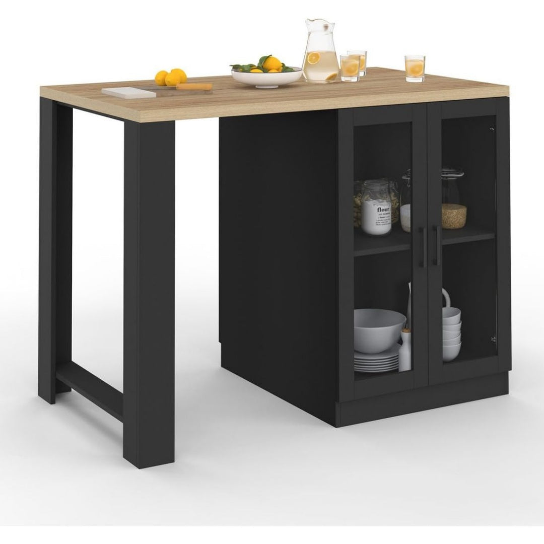 llot de Cuisine en Bois de Hetre, Finition Noir