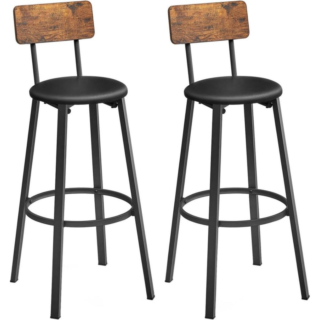 Tabouret de Bar en Acier, Finition Marron